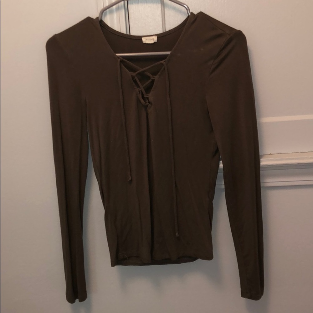 Lace up long sleeve shirt